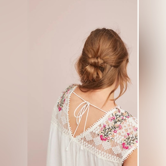 Anthropologie Ranna Gill Eloise Embroidered Lace Floral Gauzy Boho Top – XS - Picture 3 of 15